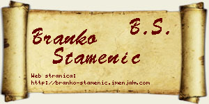 Branko Stamenić vizit kartica